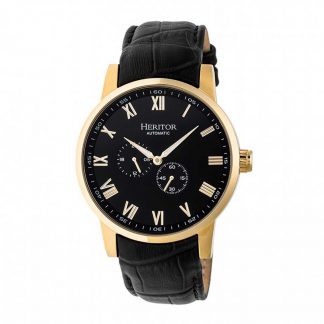 Heritor Automatic Romulus Leather-Band Watch - Gold/Black HERHR6405