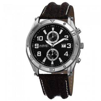 August Steiner Men's AS8117BK Swiss Quartz Multifunction Black Leather Strap Watch